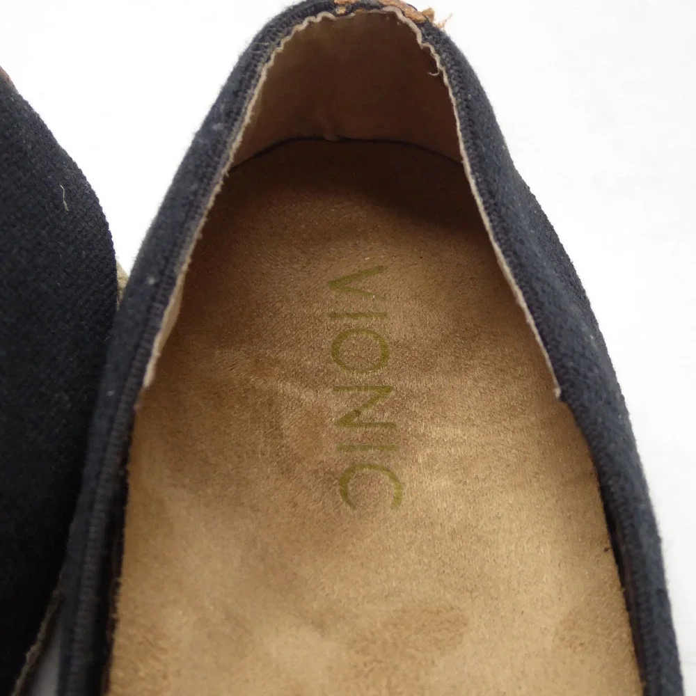 Vionic Women Espadrille Flats Black Valeri Canvas Slip On Shoes 8